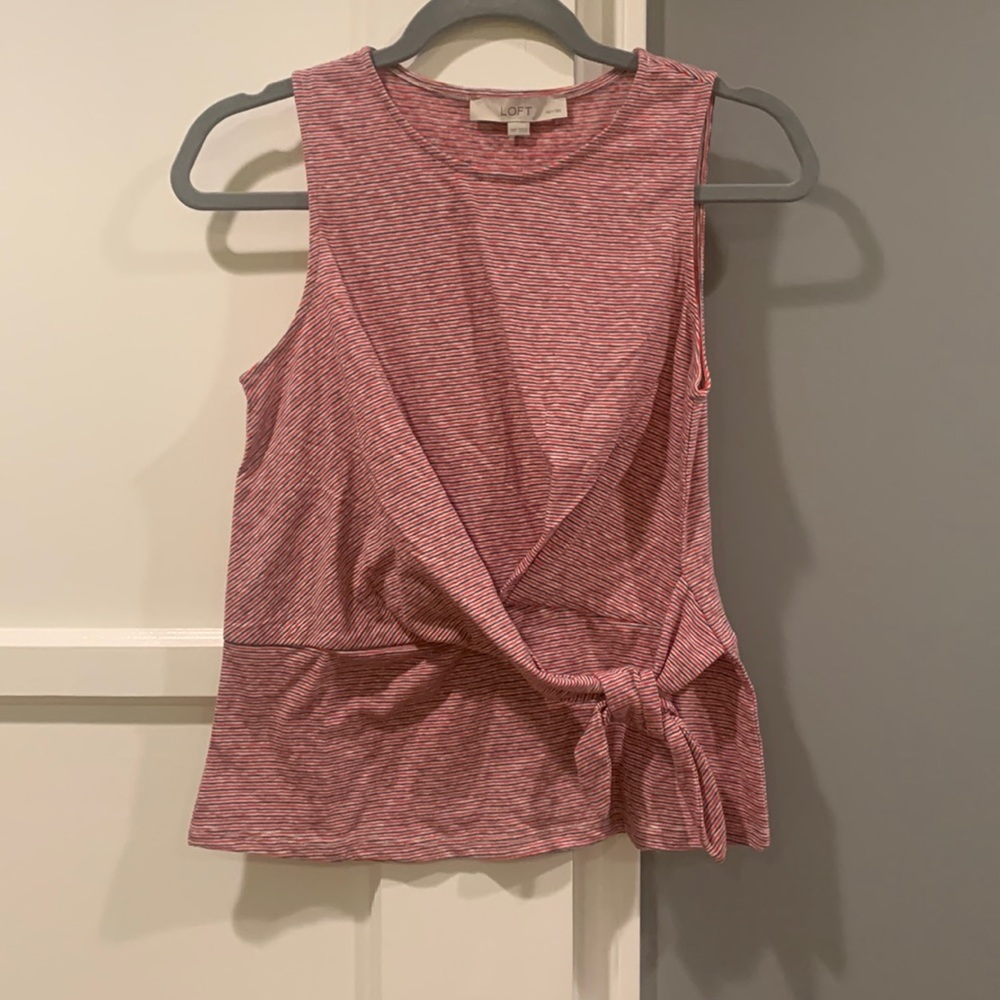 Loft red white and blue striped tank top
